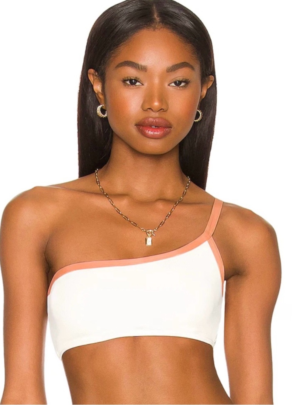 L* Space Axel One Shoulder Ribbed Bikini Top